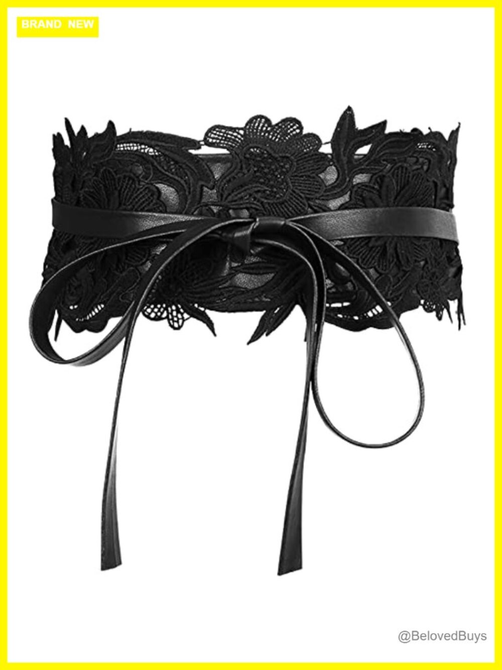 Lace Wide Waist Belt Bow Tie Wrap Around Waistband Obi Belt Faux Leather Corset